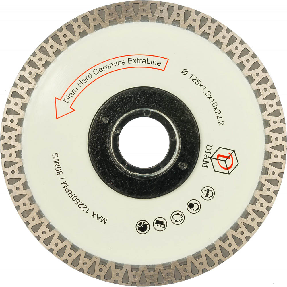 Диск алмазный 125х22,2мм Hard Ceramics Extra Line (DIAM) сплошной сухой рез/керамогранит, керамич.плитка арт.000526/ — фото 1