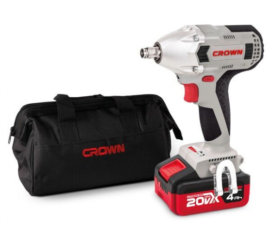 Гайковерт аккумуляторный ударный СТ22015HX-4 ТВ (CROWN) /20В; 2х4,0Ач; 320Нм; Li-Ion; 1/2