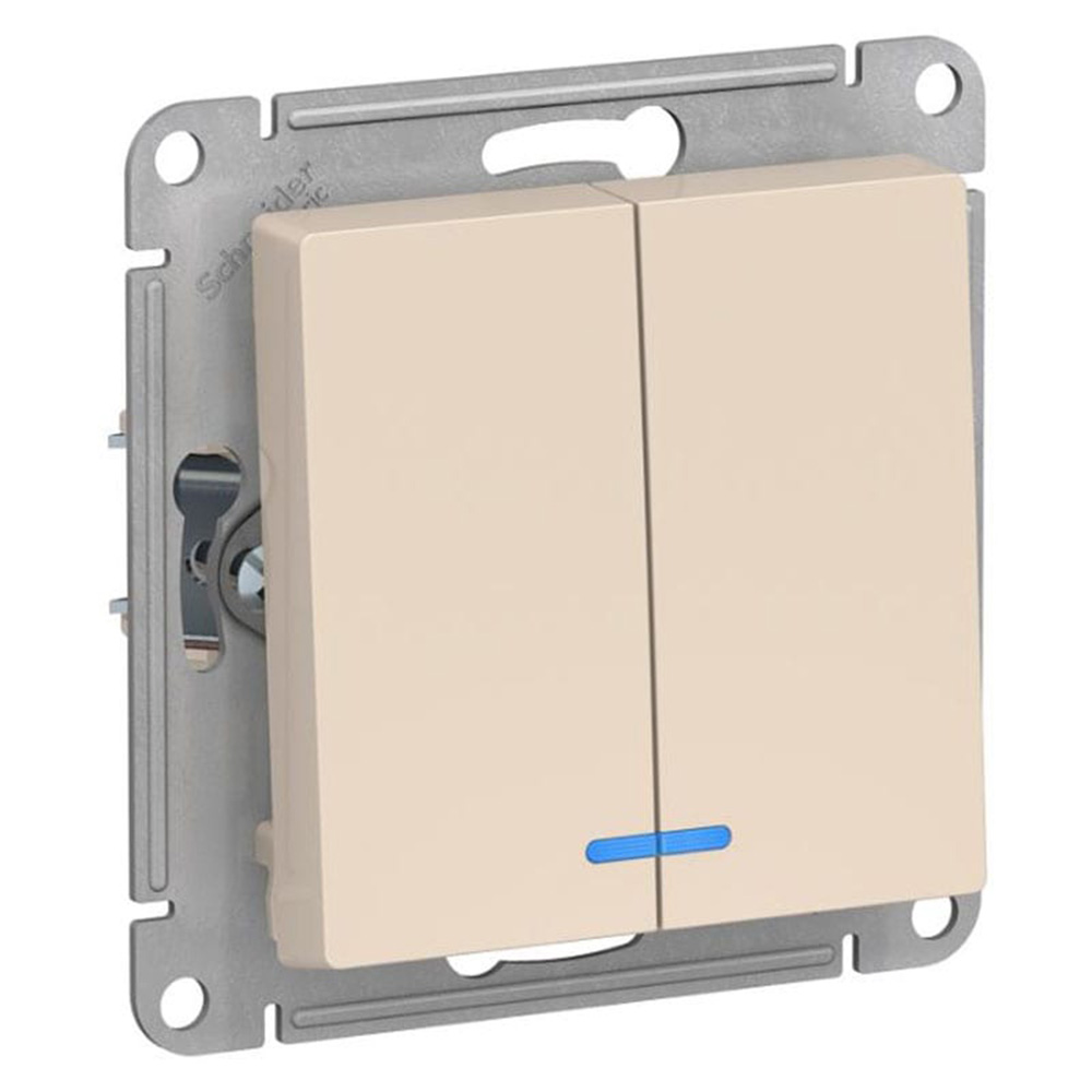 Выключатель 2-кл. СУ AtlasDesign (Schneider Electric) /10А механизм беж. с подсвет /арт. ATN000253/ — фото 1