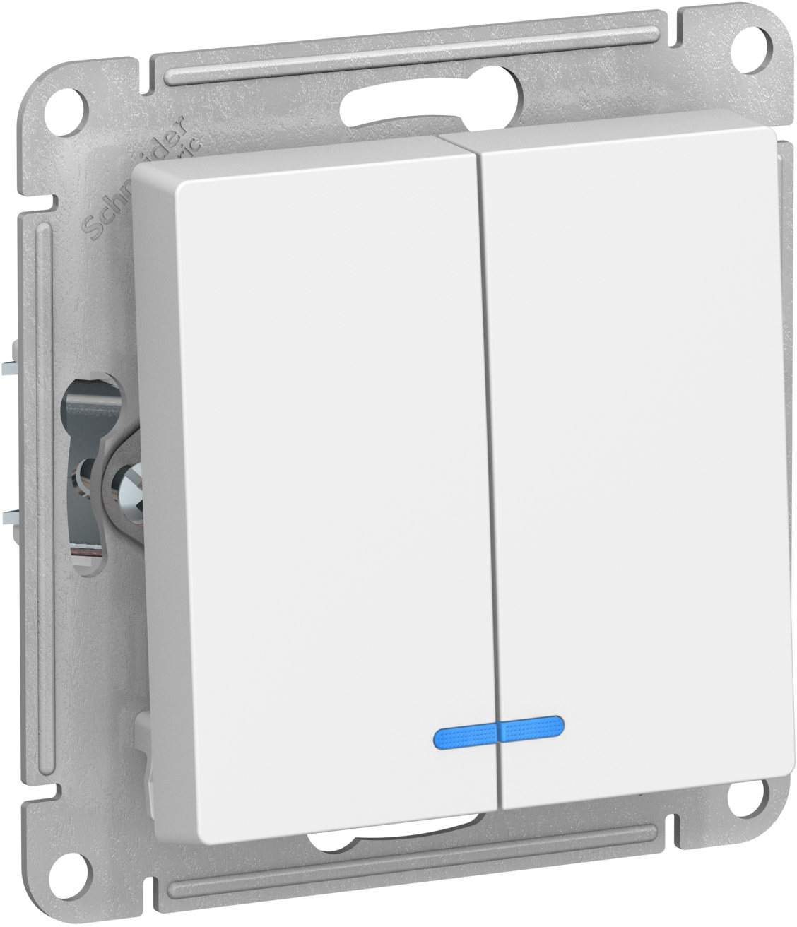 Выключатель 2-кл. СУ AtlasDesign (Schneider Electric) /10А механизм белый с подсвет /арт. ATN000153/ — фото 1