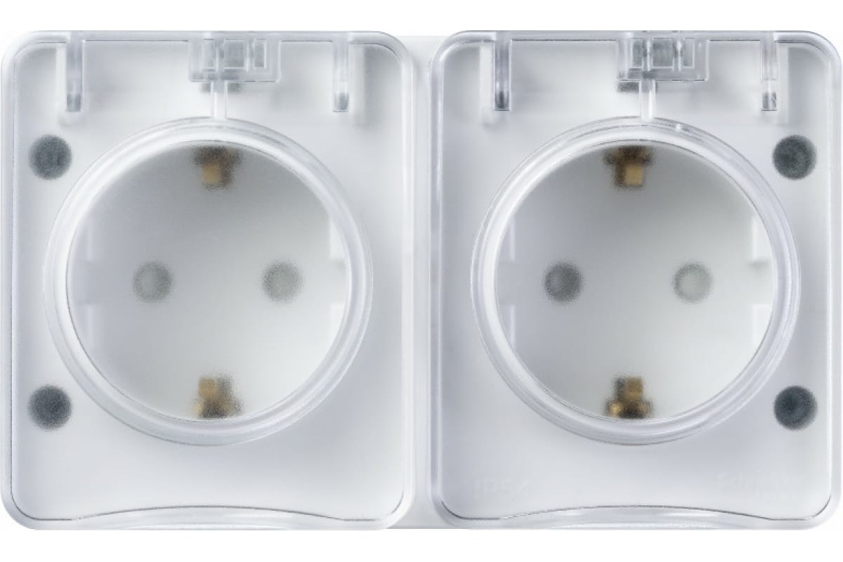 Розетка 2-мест. ОУ IP54 AtlasDesign (Schneider Electric) /16А c крышкой, белая /арт. ATN540126/ — фото 1