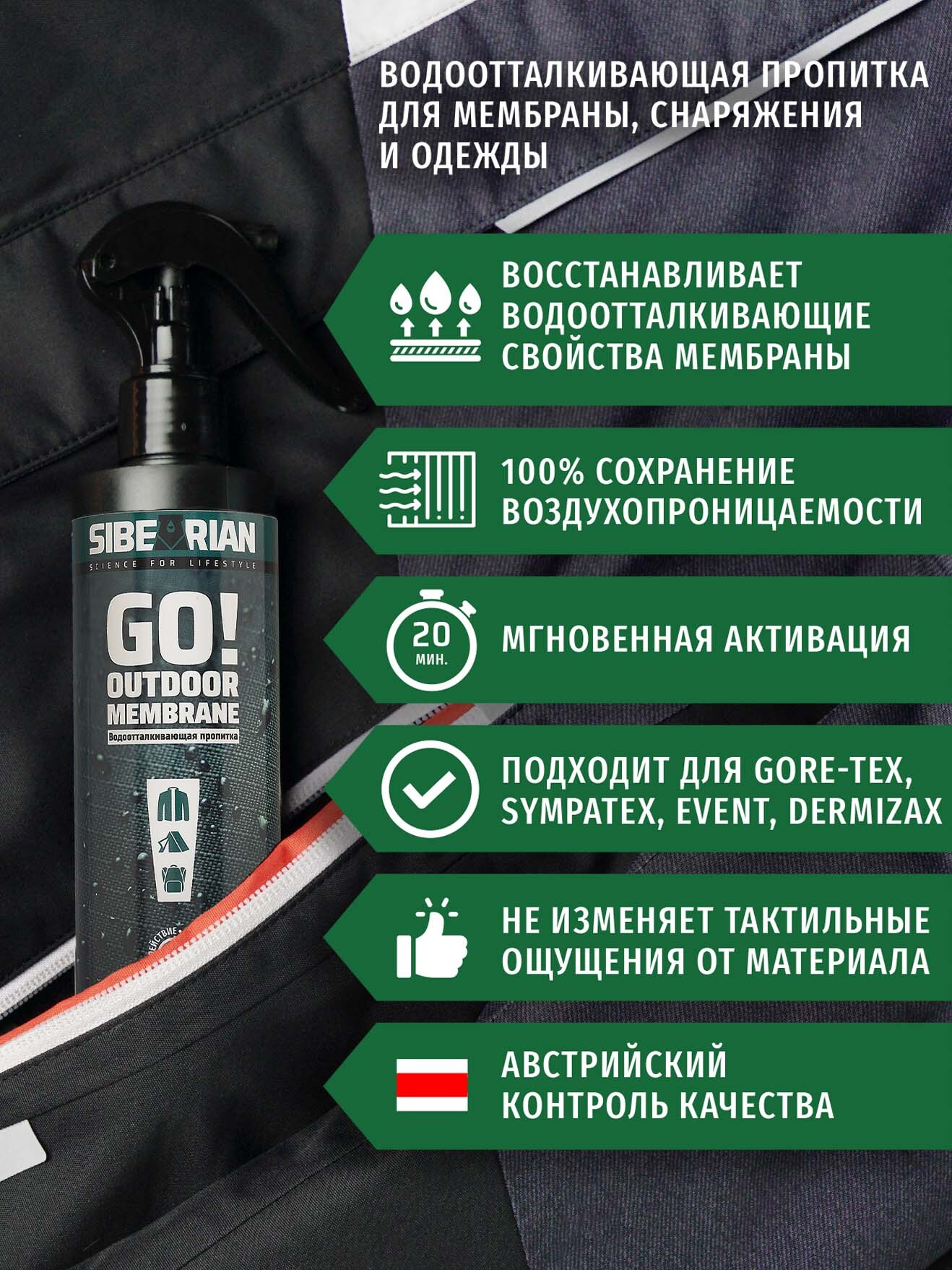Водоотталкивающая пропитка для обуви SIBEARIAN GO 250мл — фото 1