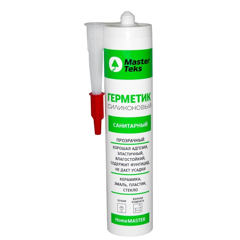 Герметик силиконовый санитарный бесцветный MasterTeks HomeMaster 260мл — фото 1