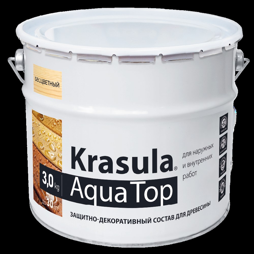 Антисептик KRASULA Aqua Top защитно-декоративный 10кг бесцветный — фото 1