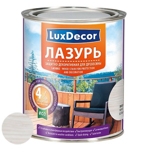 Антисептик Лазурь LUXDECOR для дерева 0,75л белый — фото 1