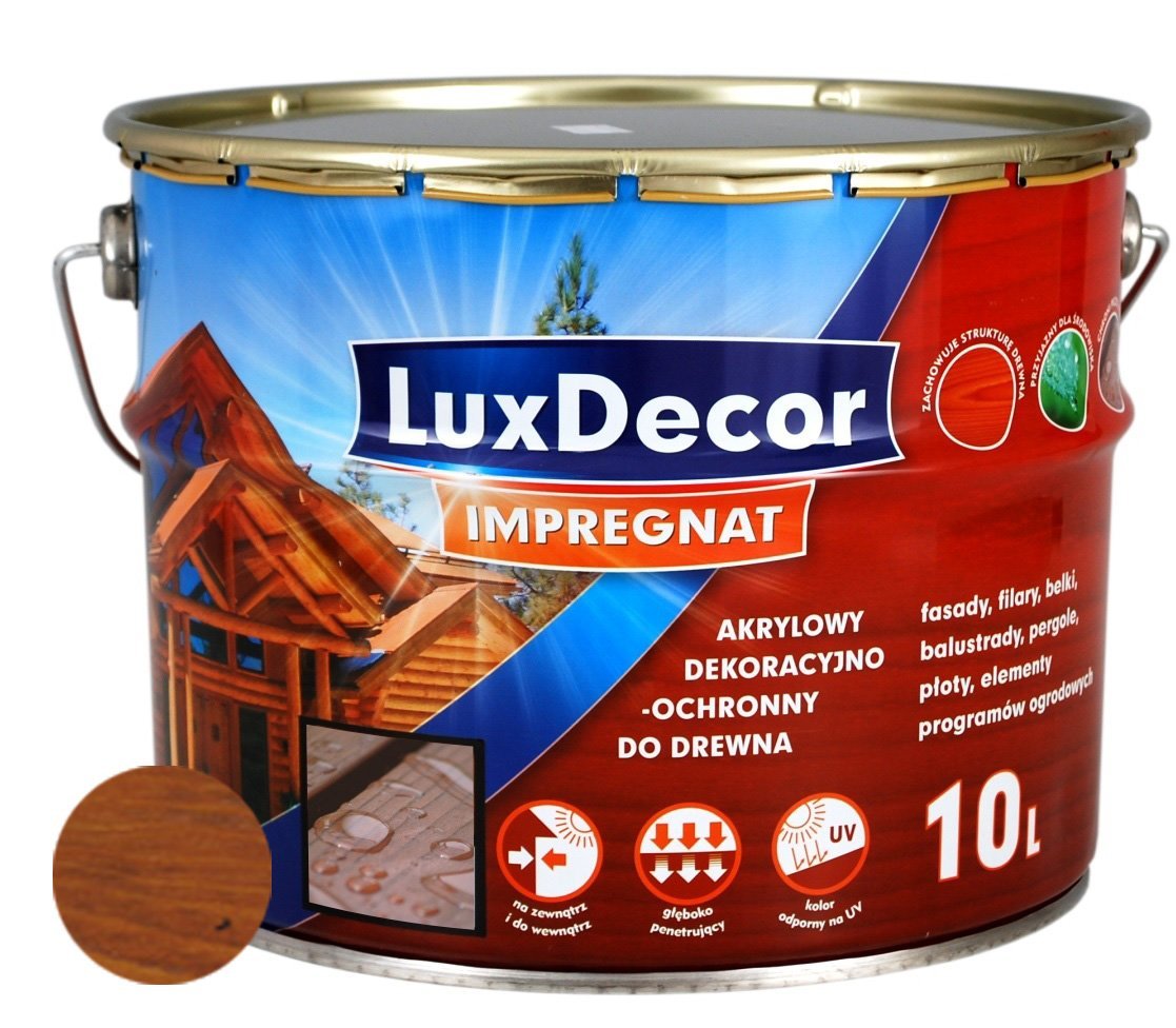Антисептик Лазурь LUXDECOR для дерева 10л тик — фото 1