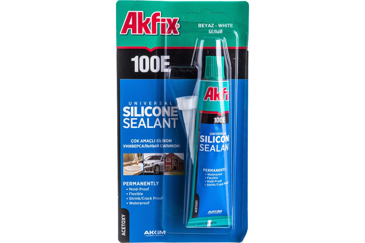 Герметик Akfix 100Е универсальный силиконовый 50мл белый