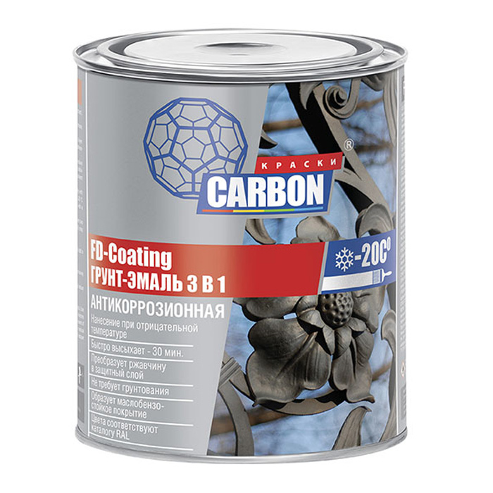 Грунт-эмаль 3в1 по ржавчине CARBON FD Coating F 20кг сигнально-синий RAL5005 (6шт)(-20С) — фото 1