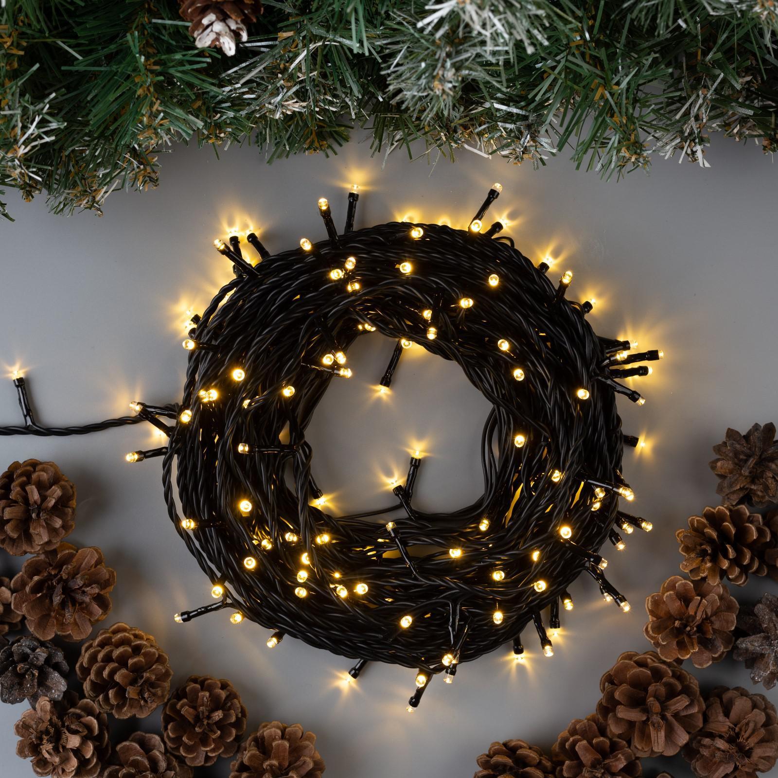 Гирлянда свд нить 20м IP44 (Luazon Lighting) /темная нить свечение теплое белое 200LED / — фото 1