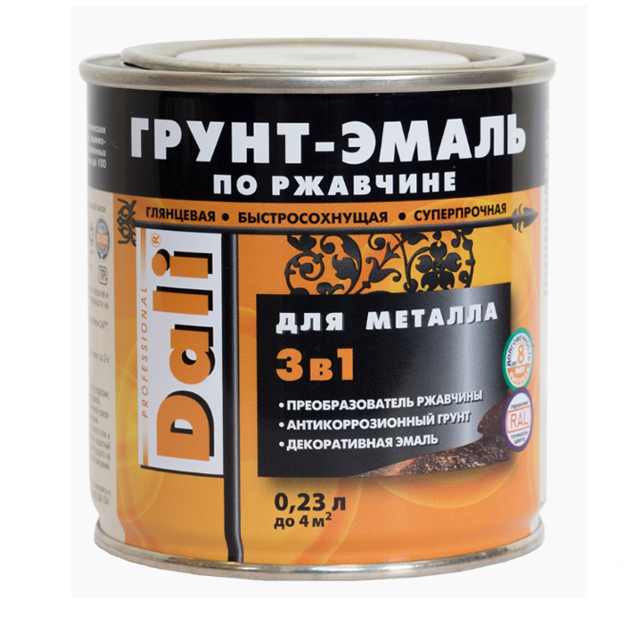 Грунт-эмаль DALI по ржавчине 0,23л зеленый мох RAL 6005 — фото 1