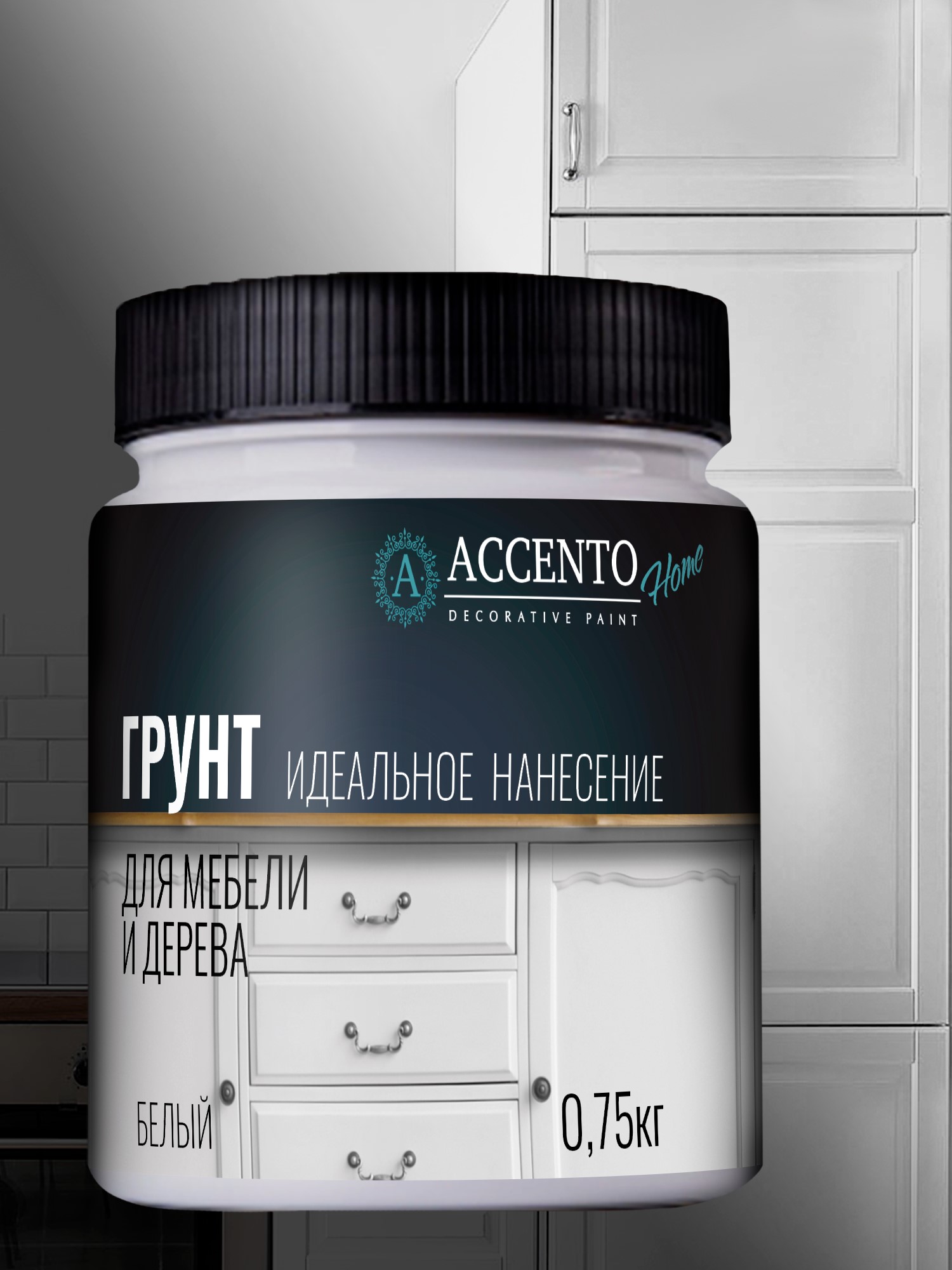 Грунт Accento Home для мебели и дерева 0,3кг белый — фото 1