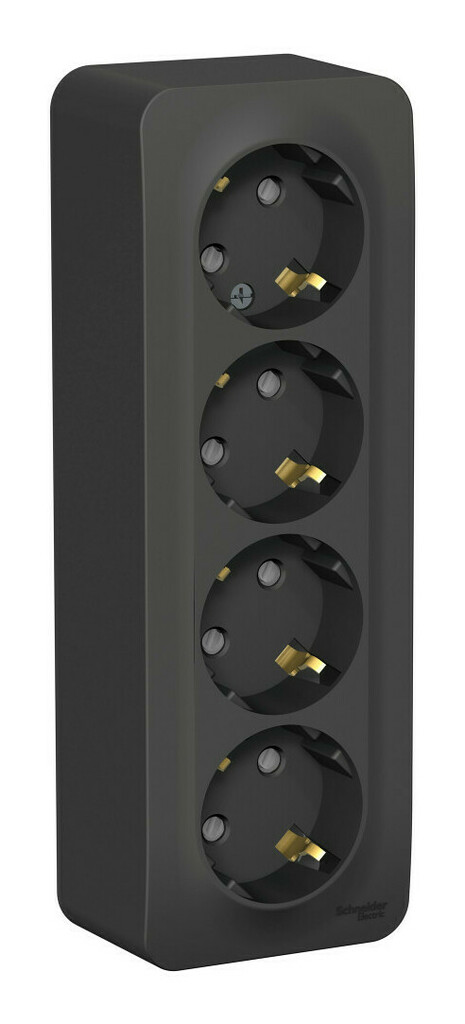 Розетка 4-мест. OУ з/конт. IP20 BLANCA (Schneider Electric) /16А антрацит шторки арт. BLNRA011416/ — фото 1
