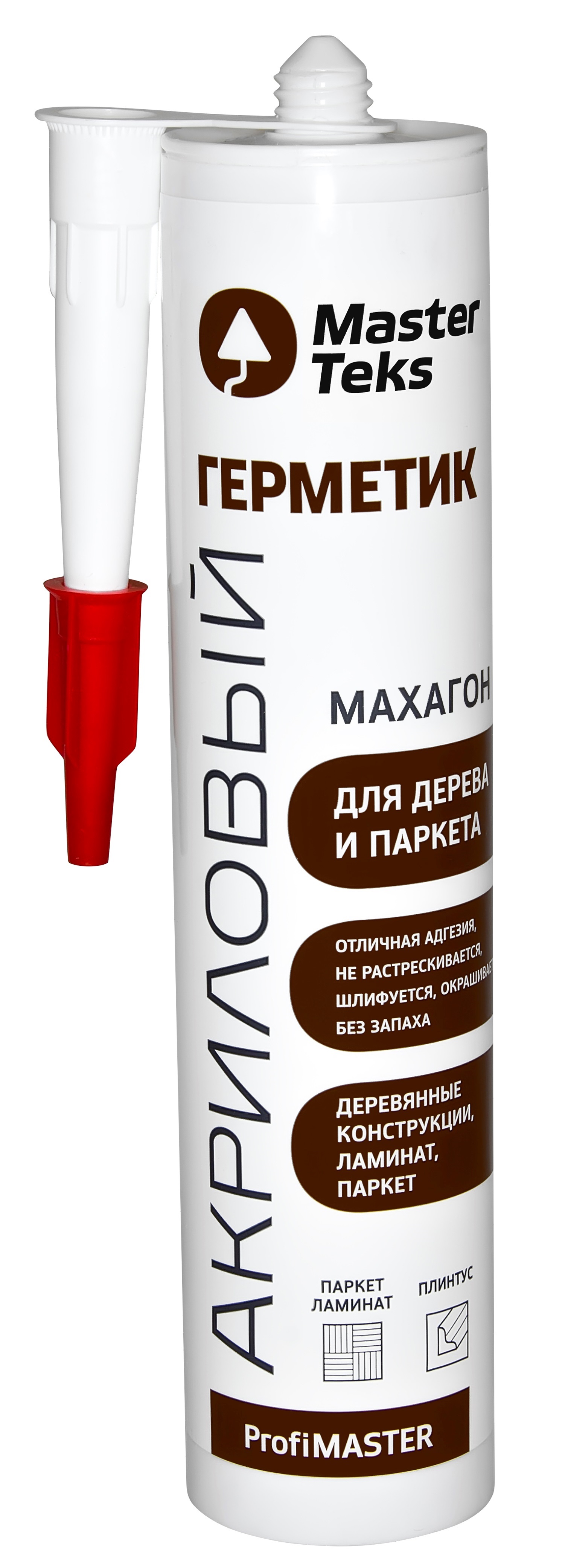 Герметик акриловый для дерева и паркета 290мл махагон MasterTeks ProfiMaster — фото 1