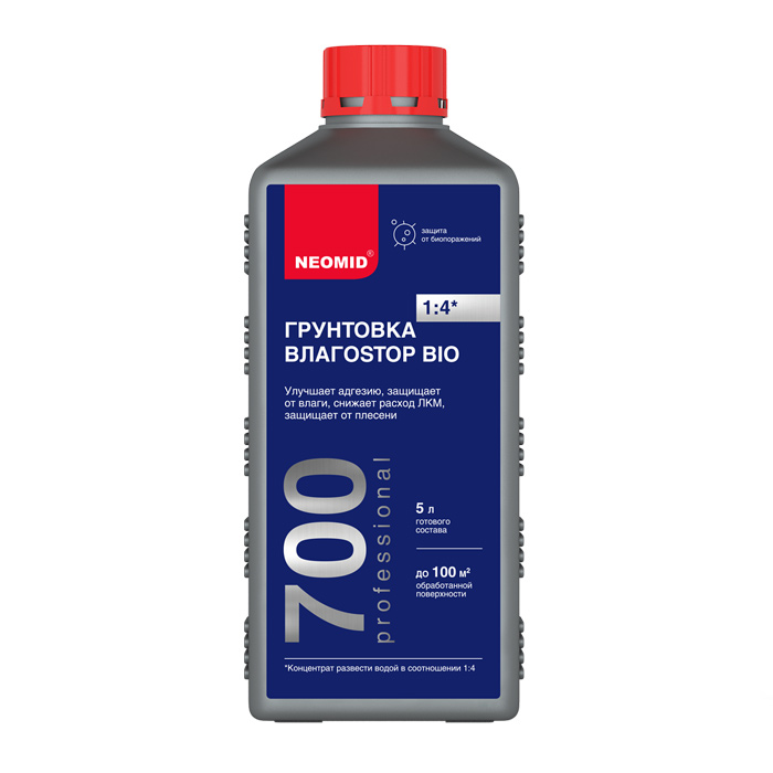 Грунтовка влагоизолятор концентрат 1:4 3л НЕОМИД ВлагоStop Bio — фото 1