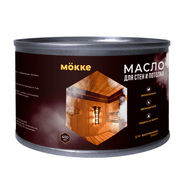 Масло МОККЕ для бань и саун для стен и потолков 0,4л
