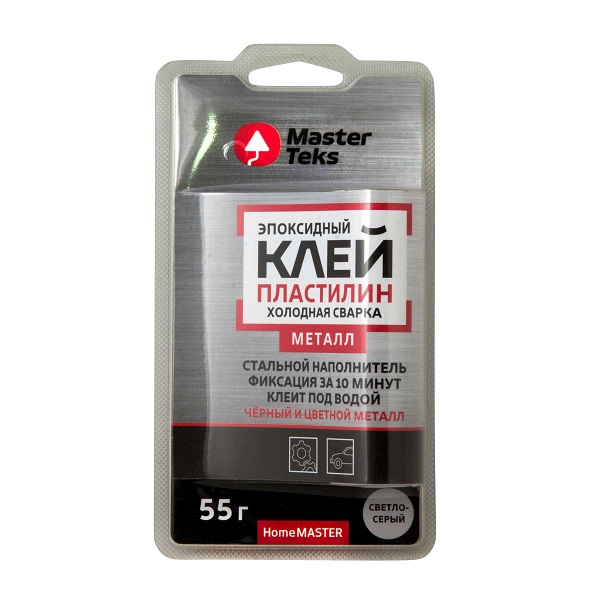 Клей-пластилин эпоксидный холодная сварка для металла 55г светло-серый MasterTeks HomeMaster
