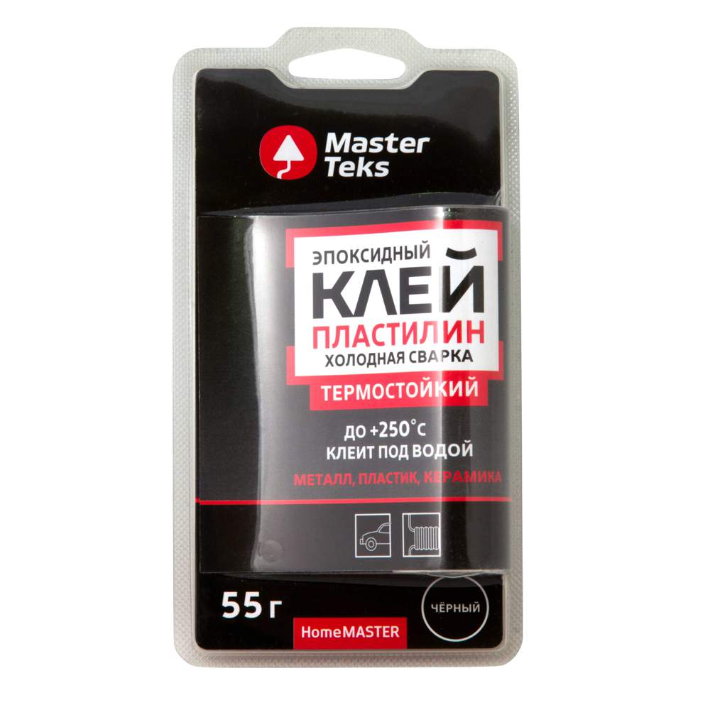 Клей-пластилин эпоксидный холодная сварка термостойкий 55г черный MasterTeks HomeMaster