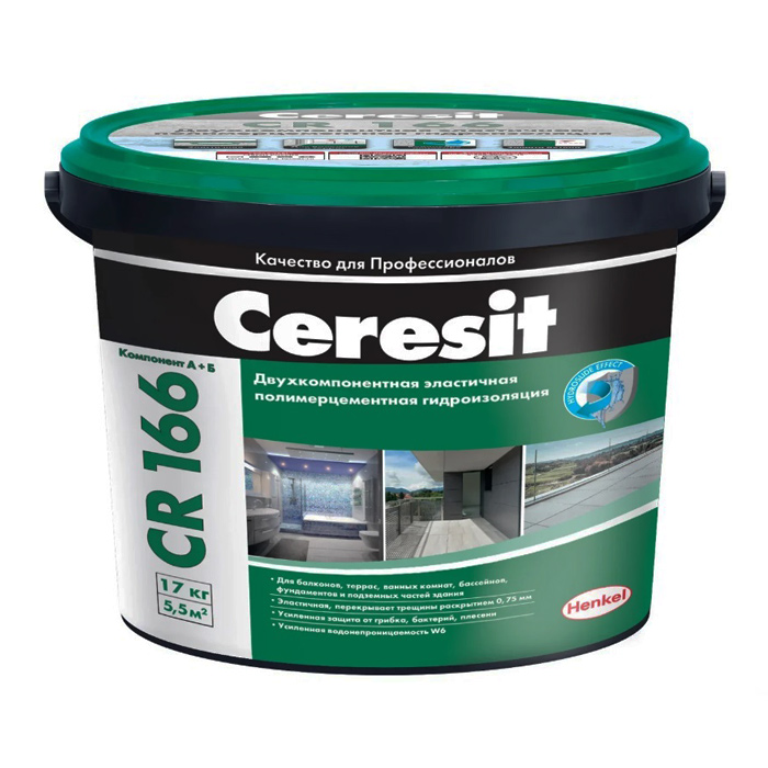 Эластичная гидроизоляция Ceresit CR 166 комп.А и В 17кг — фото 1