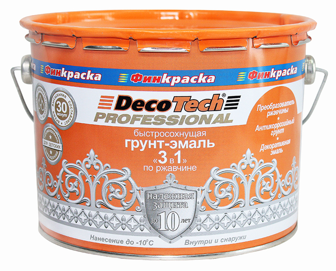 Грунт-эмаль 3в1 0.9кг красно-коричневая RAL3005 до минус 10С DecoTech — фото 1