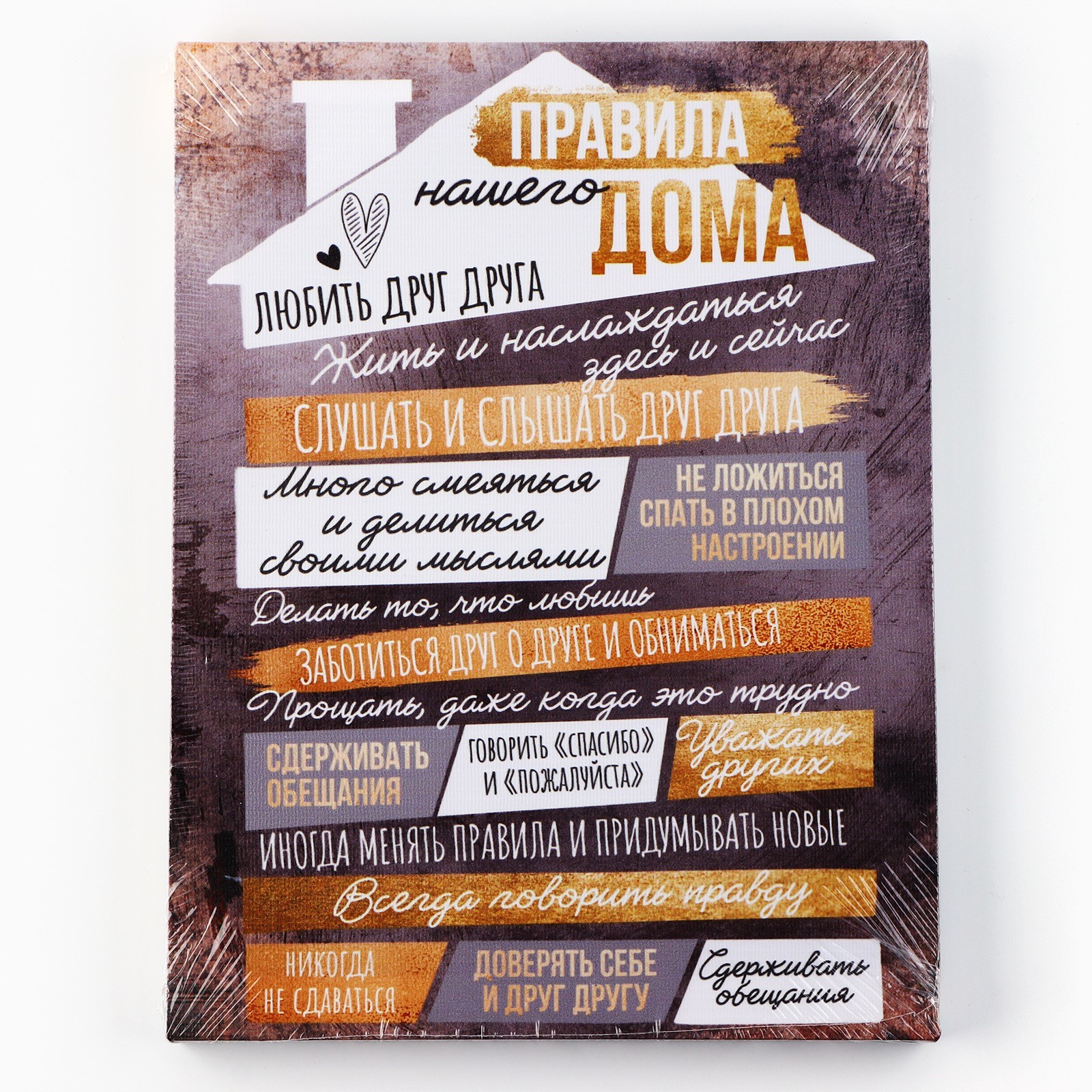 Картина на холсте (Правила дома) /домик 30х40см/