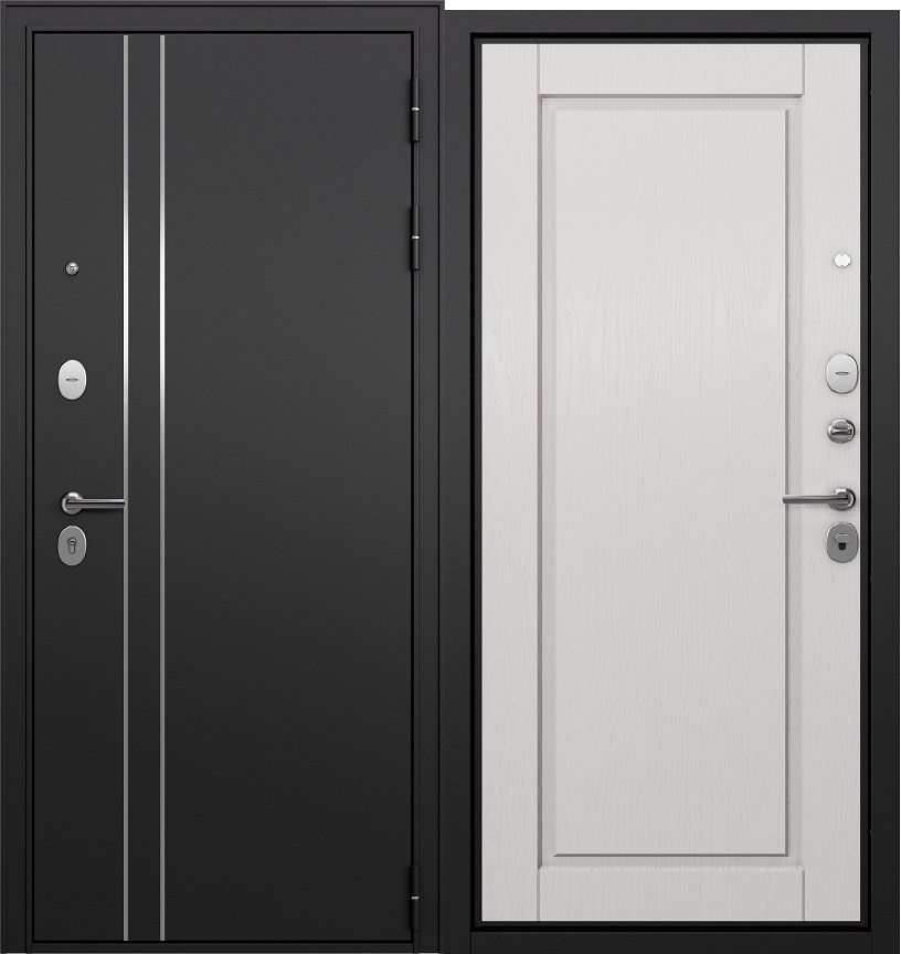 Дверь TRUST MASS MP 860*2050 Правая, Черный муар металлик, D-5, МДФ Дуб белый скандинавский 9SD-0 — фото 1