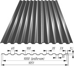 Профнастил С-21 0,45х1050х2000
