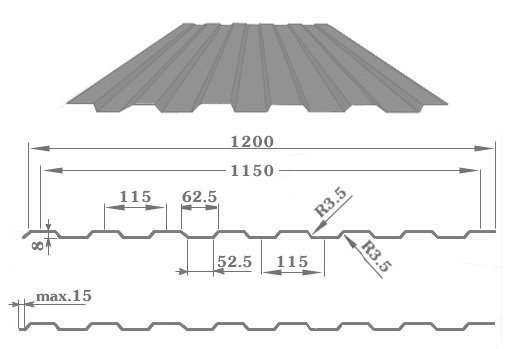 Профнастил С-8 0,45х1200х2000