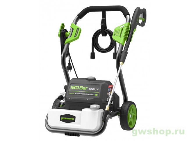 Машина моечная GPWG8II (GREENWORKS) /2,8кВт, 160 бар, 500л/час, шланг 10м, 24,2кг, насадки/ — фото 1