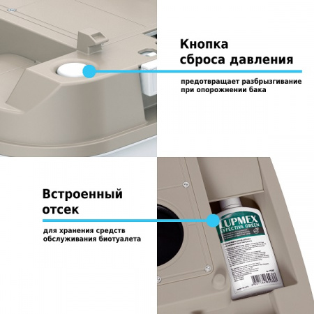 Биотуалет LUPMEX нижний бак 18л верхний бак 10л с индикатором /арт.79122/ — фото 4