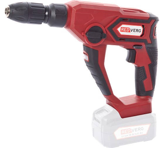 Перфоратор аккумуляторный RD-RH18-12/U (REDVERG) /без аккум, без зар.устр; 18В; SDS-plus; 1,2Дж; 2 реж; Li-ion; 0-900об/мин; 0-5000уд/мин; 1,48кг, + патрон/