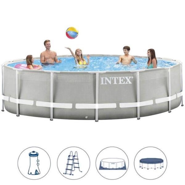 Бассейн 457х122м каркасный Prism Frame фильтр-насос,лестница,подстилка,тент (INTEX) /арт.26726NP/ — фото 1