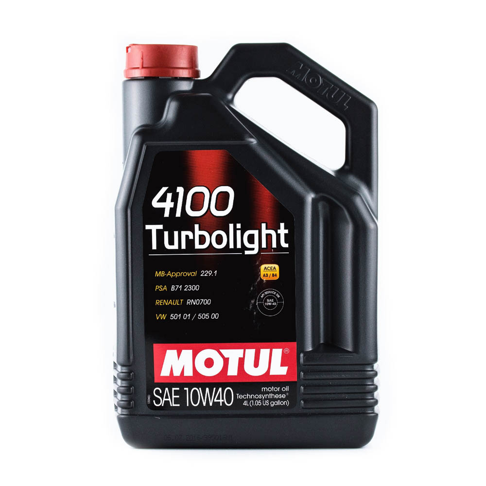 Масло MOTUL 4100 Turbolight 10W40, моторное п/с, 4л (для автомобилей) — фото 1
