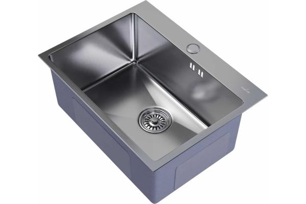 Мойка MIXLINE PRO настол.монтаж 53х43 (3,0) вып. 3 1/2 22см. с сиф.(ч.граф.) — фото 1