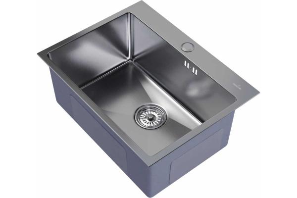 Мойка MIXLINE PRO настол.монтаж 60х45 (3,0) вып. 3 1/2 22см. с сиф.(ч.граф.) — фото 1