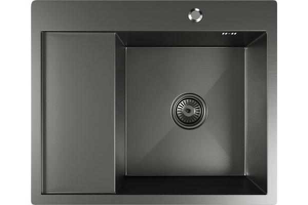 Мойка MIXLINE PRO настол.монтаж 60х50 (3,0) вып. 3 1/2 20см. с сиф.(ч.граф.) — фото 1