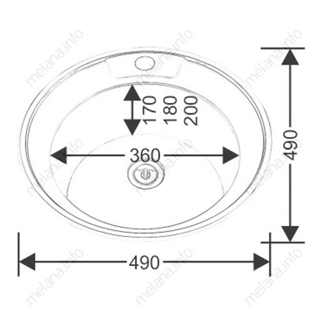 Мойка врезная круглая 490 N 0,6/170 c сифоном
