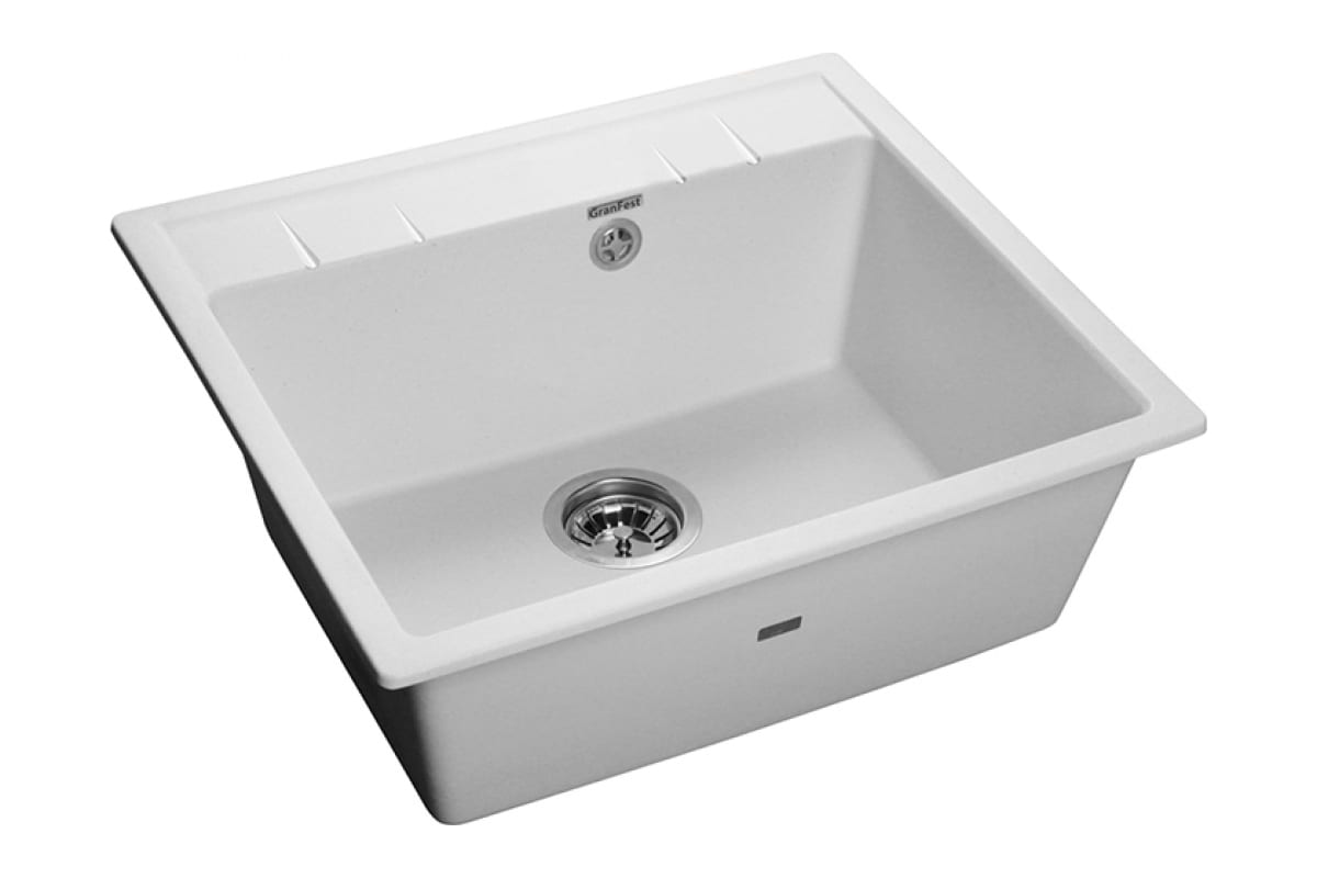 Мойка кухонная композитная GRANFEST Quadro GF-Q561 (560х500) Иней (с сифоном) — фото 1