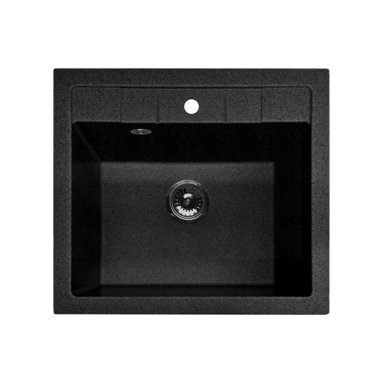 Мойка кухонная композитная GRANFEST Quadro GF-Q561 (560х500) Черный 308 (с сифоном) — фото 1