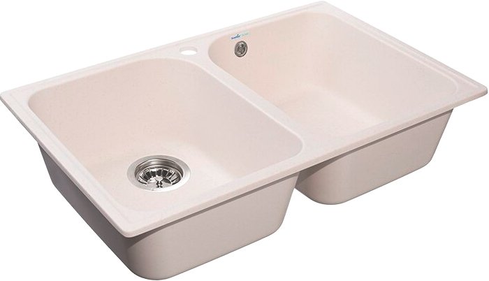 Мойка кухонная композитная GRANFEST Quarz GF-Z 15 (737х478) Белый 2 чаши (без сифона) — фото 1