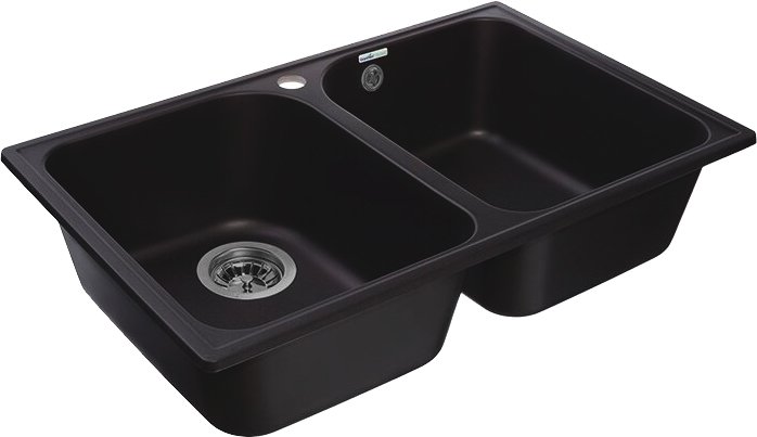 Мойка кухонная композитная GRANFEST Quarz GF-Z 15 (737х478) Черный 2 чаши (без сифона) — фото 1