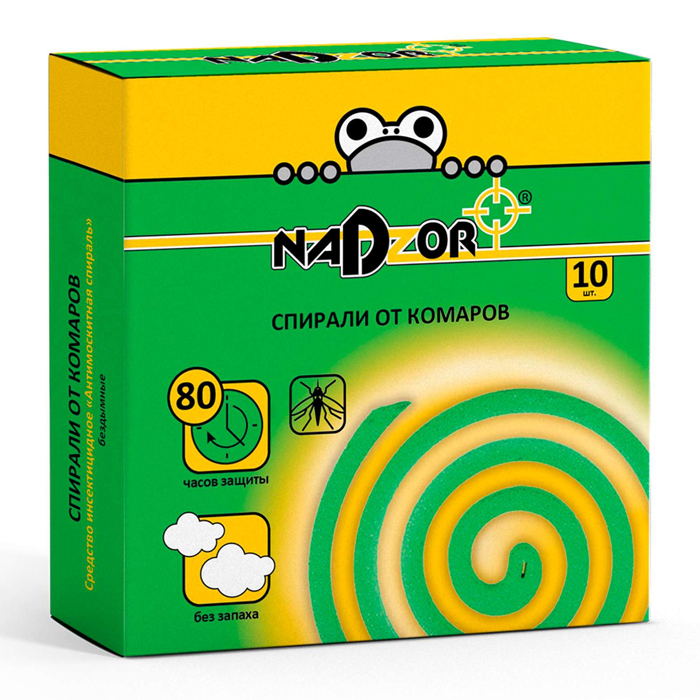 Спирали от комаров Nadzor малодымные черные (10шт уп.)