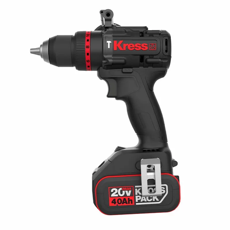 Дрель аккумуляторная ударная KUС33 (KRESS) /20В; 2х4,0Ач; 95Нм; Li-Ion; БЗП 13мм; 0-500/0-2000об/мин; 1,91кг; кейс, бесщеточный, доп.ручка/ — фото 1