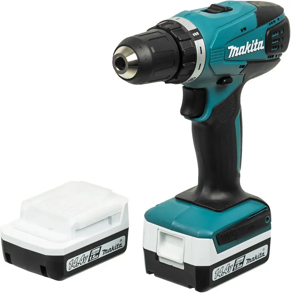 Дрель аккумуляторная ударная НР 347 DWE (MAKITA) /14,4В; 2х1,5 Aч Li-Ion; 30Нм 0-400/0-1400об/мин, 0-6000/0-21000 уд/мин; БЗП10мм, G аккум. серия, 1,5кг, кейс/ — фото 1