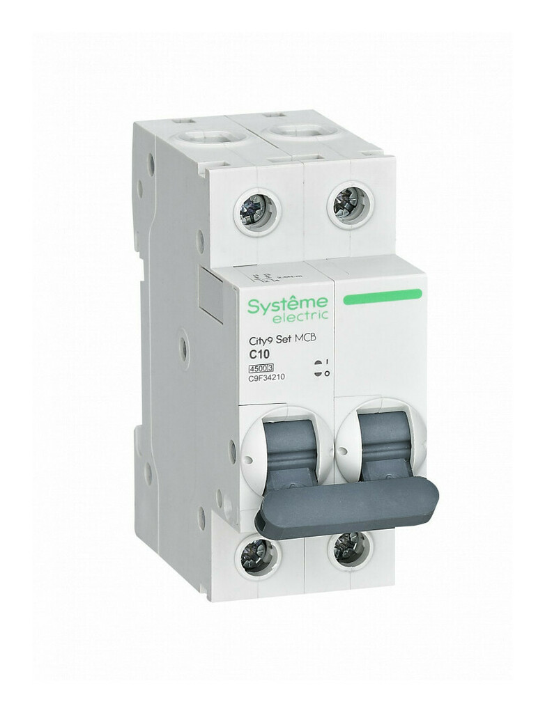 Выключатель автоматический двухполюсный 10А С City9 (Systeme Electric) /4,5кА арт.C9F34210/ — фото 1