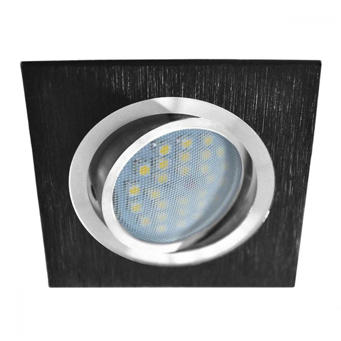 Светильник точечный MR16 GU5.3 DL205 25х92мм (ECOLA) /квадрат шлифованный черный арт. FK16PSECB/ — фото 1