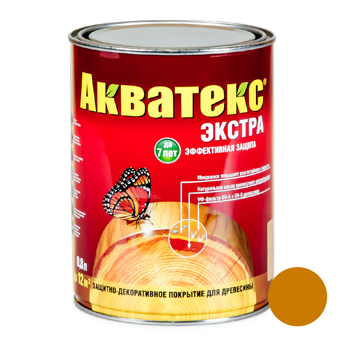 Антисептик АКВАТЕКС-экстра алкидный для дерева 0,8л дуб — фото 1
