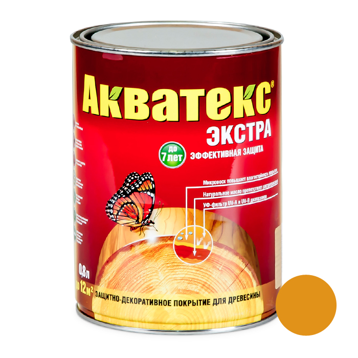 Антисептик АКВАТЕКС-экстра алкидный для дерева 0,8л калужница — фото 1