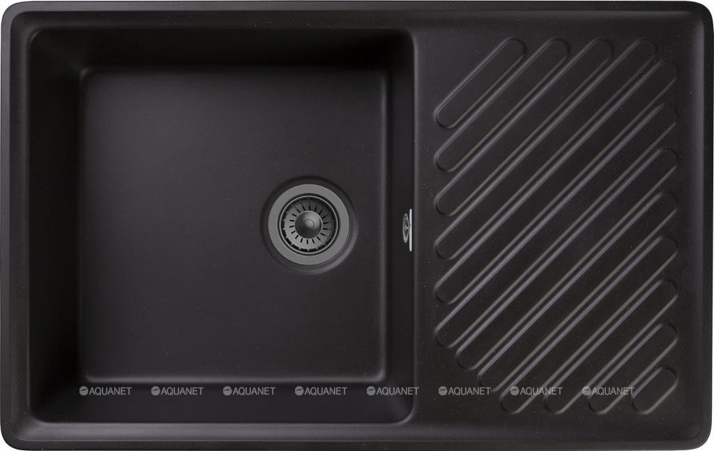 Мойка кухонная композитная GRANFEST Quarz GF-ZL 52 (753х477) Черный чаша+кр. (без сифона) — фото 1