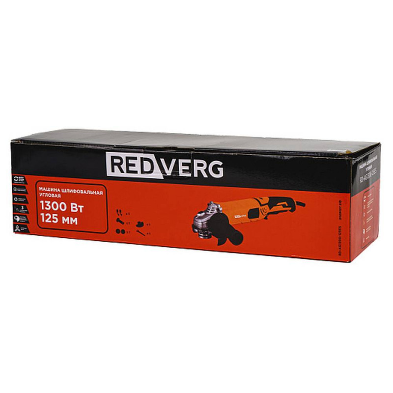 Шлифмашина угловая RD-AG1300-125ES (REDVERG) /1300Вт; 125мм; 2800-11000об./мин; 2,74кг/ — фото 6