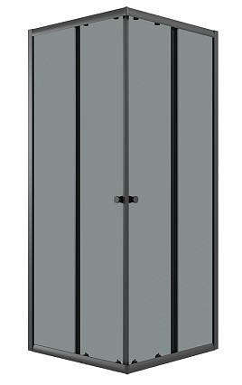 Уголок душевой NG-1008-14QT (80х80х190) квадрат, черн., стекло тонир + душ поддон NG-P8080-14Q)